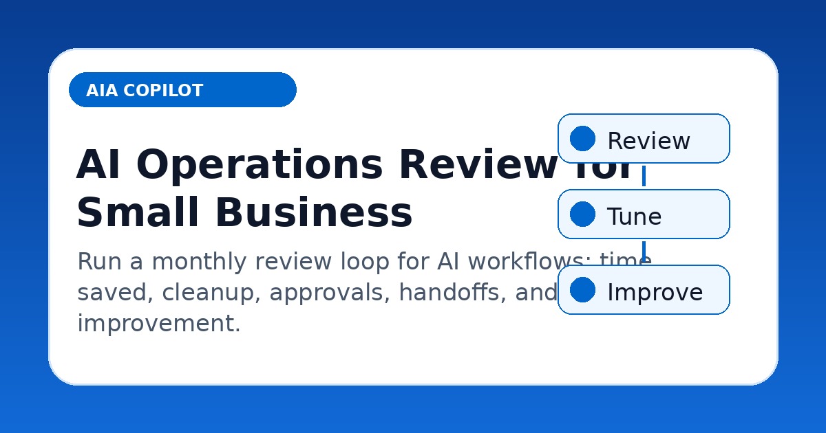 Small business owner reviewing AI workflow performance, approval rules, and next improvements